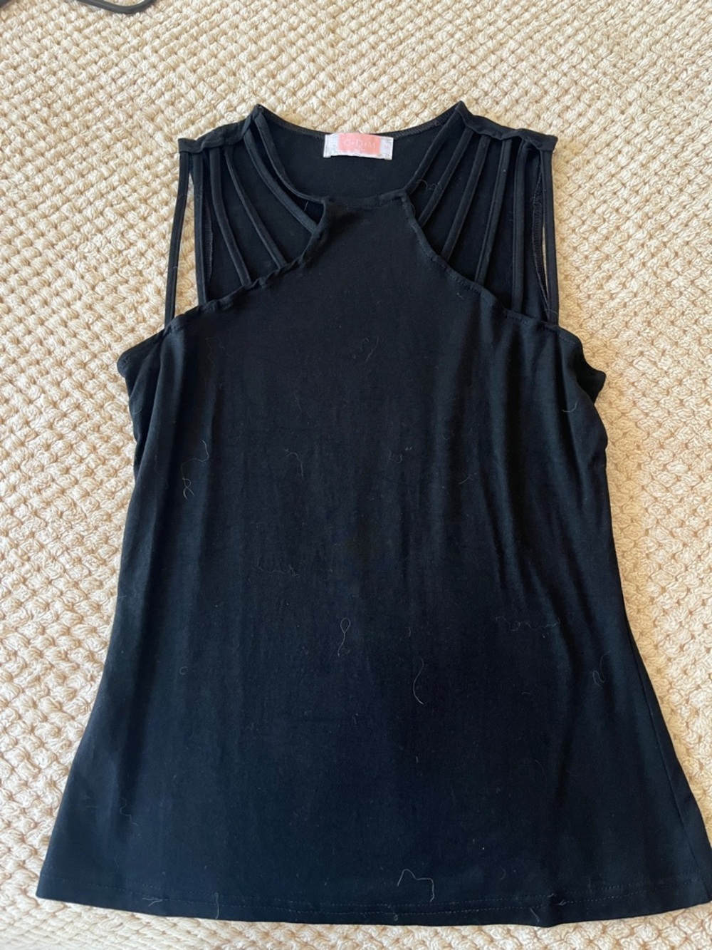 Black Strappy Yoke Tank Top -  by